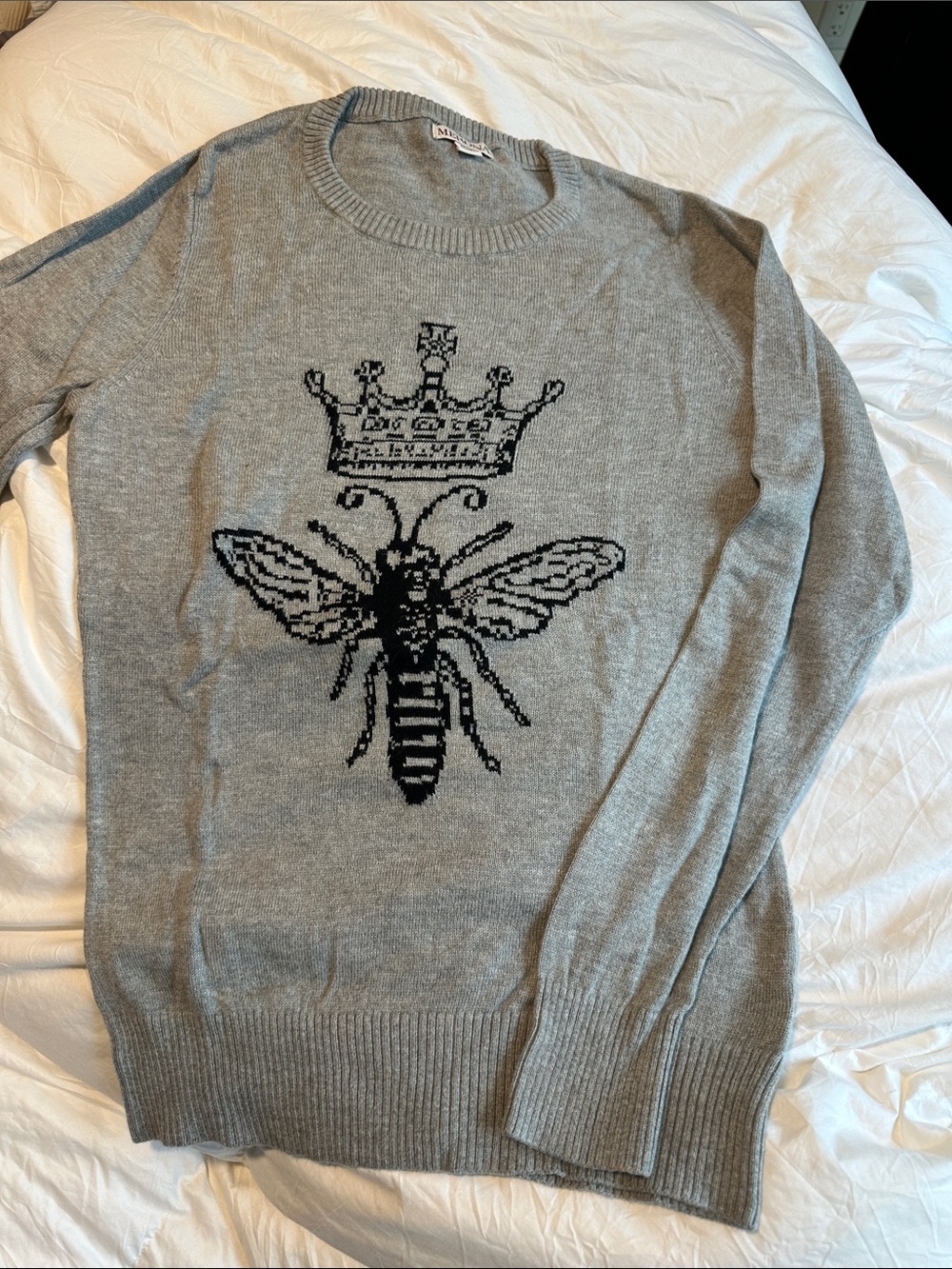 Womens Grey Queen Bee Graphic Crewneck Sweater